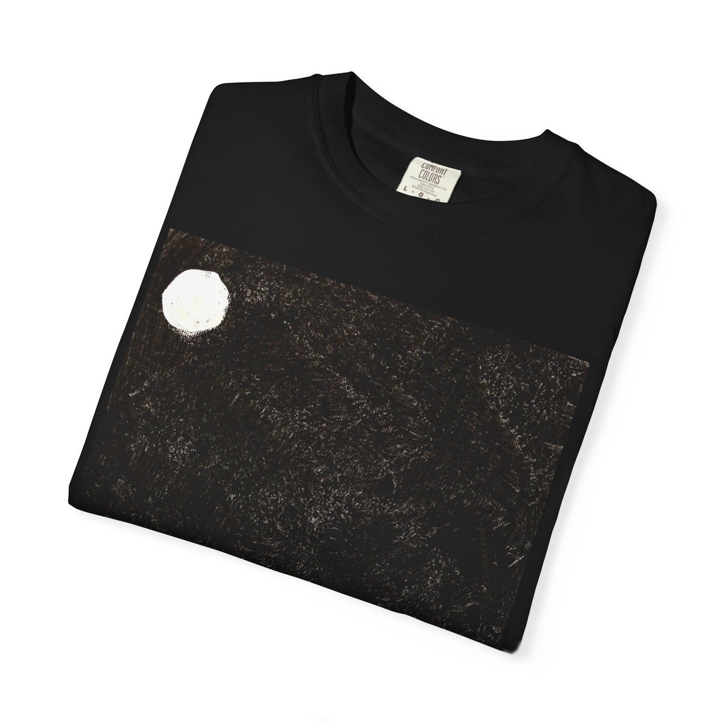 Garment-Dyed T-Shirt with Moonlit Landscape Design, Casual Top, Gift for Art Lovers, Unique Summer Tee, Comfortable Everyday Wear