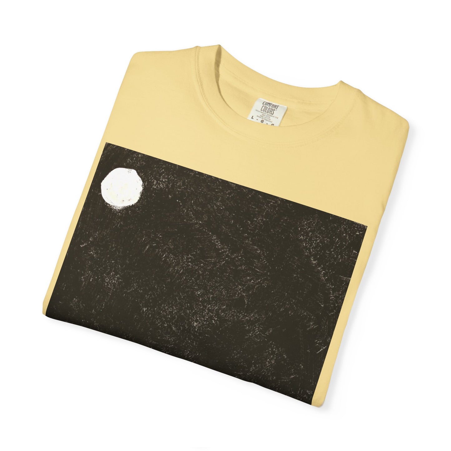 Garment-Dyed T-Shirt with Moonlit Landscape Design, Casual Top, Gift for Art Lovers, Unique Summer Tee, Comfortable Everyday Wear
