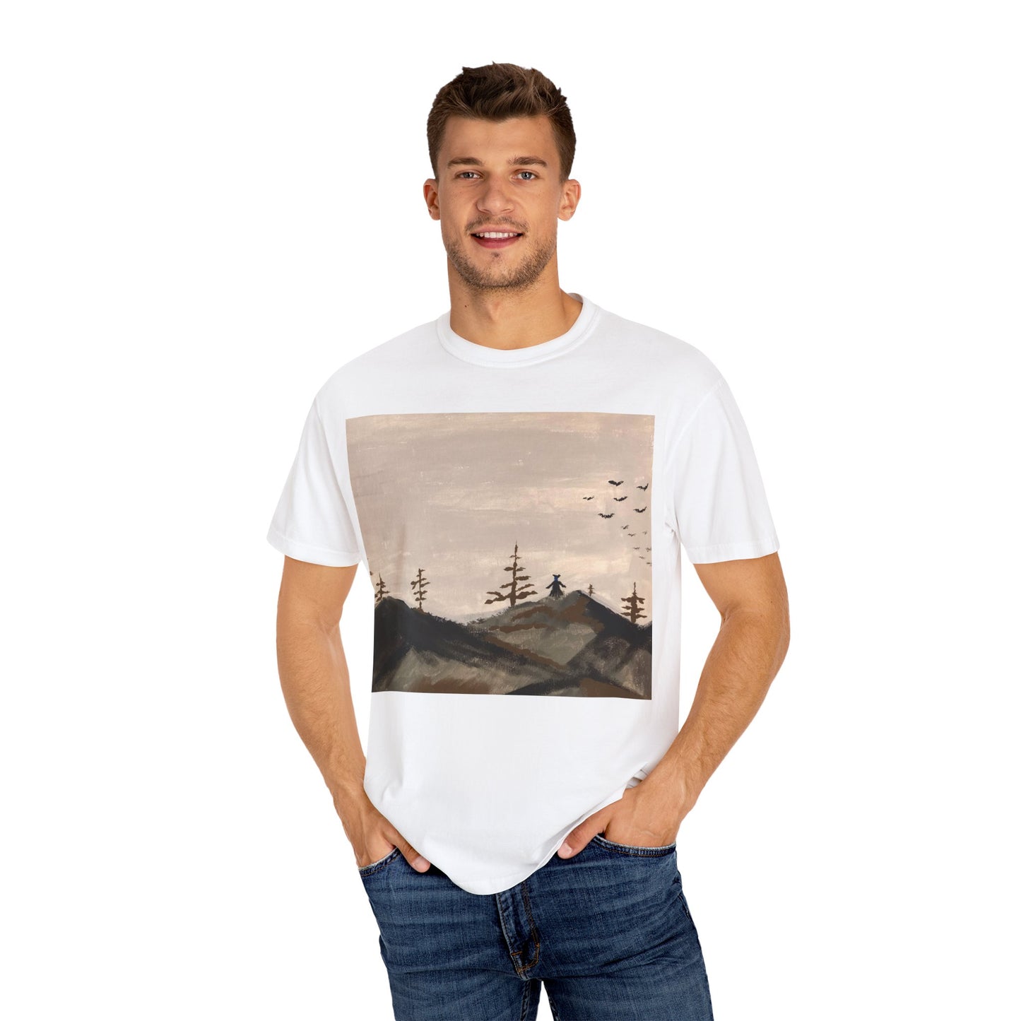 Nature-Inspired Garment-Dyed T-Shirt | Unisex Mountain Tee, Casual Wear, Eco-Friendly Gift, Outdoor Adventure, Everyday Comfort