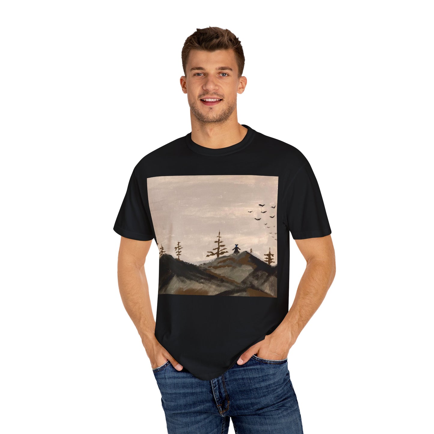 Nature-Inspired Garment-Dyed T-Shirt | Unisex Mountain Tee, Casual Wear, Eco-Friendly Gift, Outdoor Adventure, Everyday Comfort